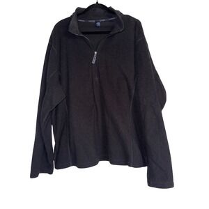 Lands' End‎ XXL Womens Pullover Fleece Quarter Zip Warm Comfortable Black